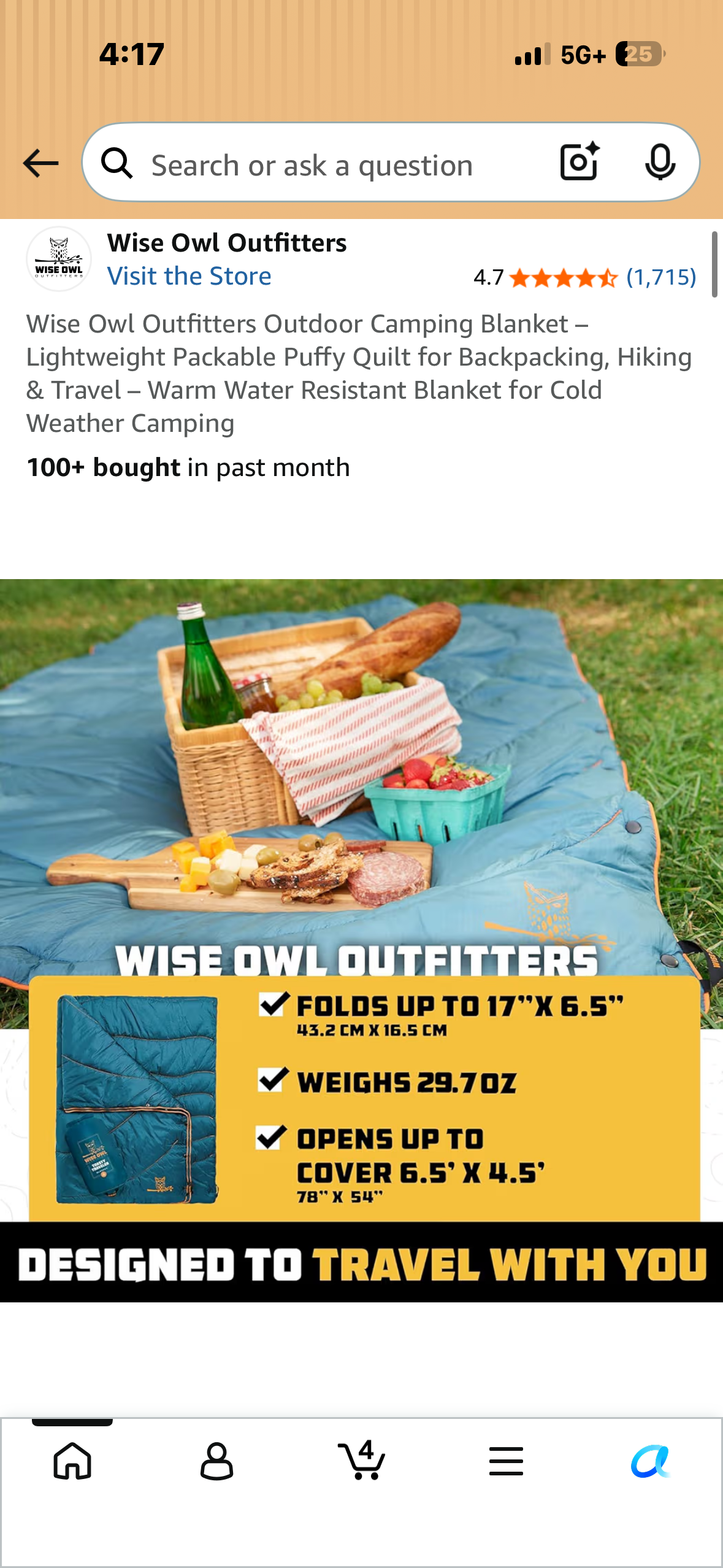 Wise Owl Outfitters Outdoor Camping Blanket – Lightweight, Packable, Puffy, Quilt for Backpacking, Hiking & Travel, Water Resistant Blanket for Cold Weather Camping