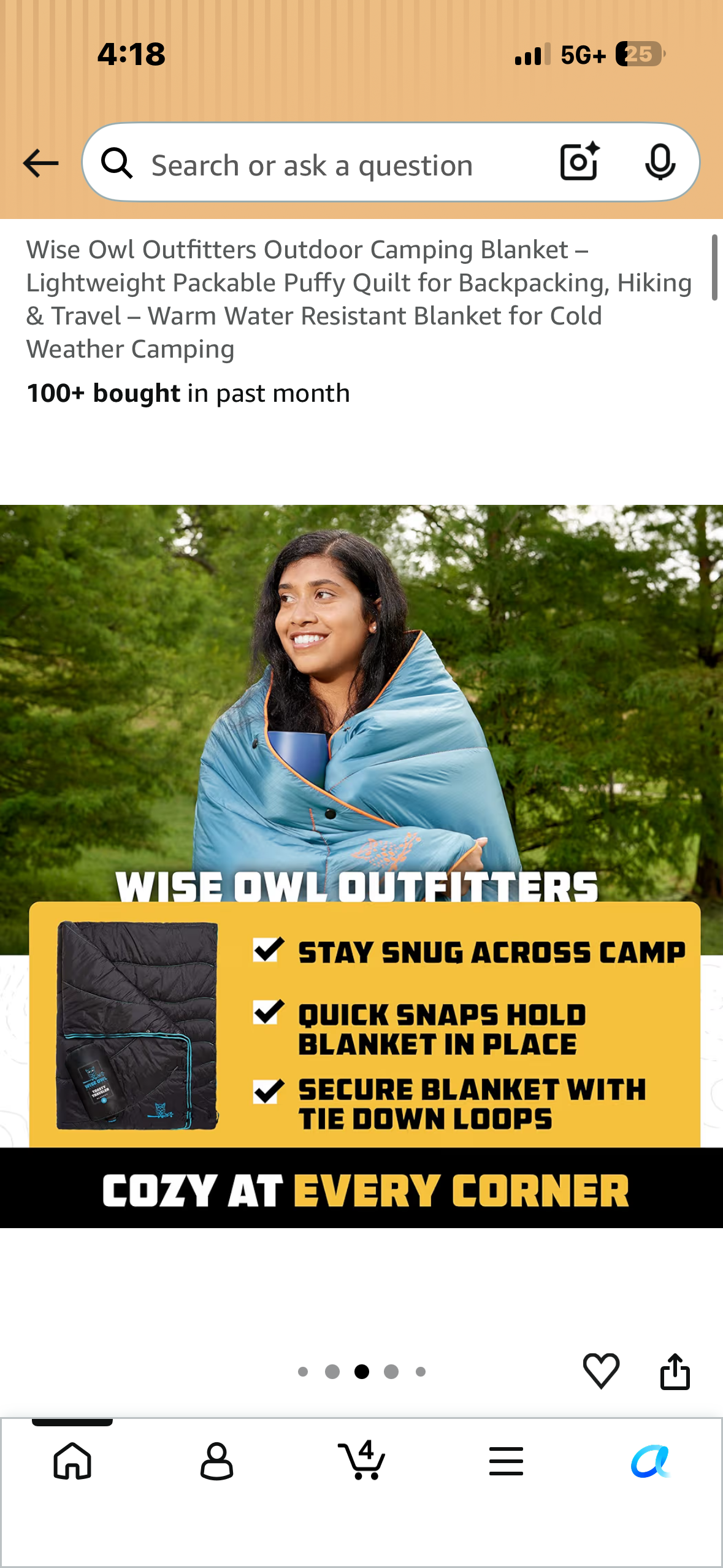 Wise Owl Outfitters Outdoor Camping Blanket – Lightweight, Packable, Puffy, Quilt for Backpacking, Hiking & Travel, Water Resistant Blanket for Cold Weather Camping