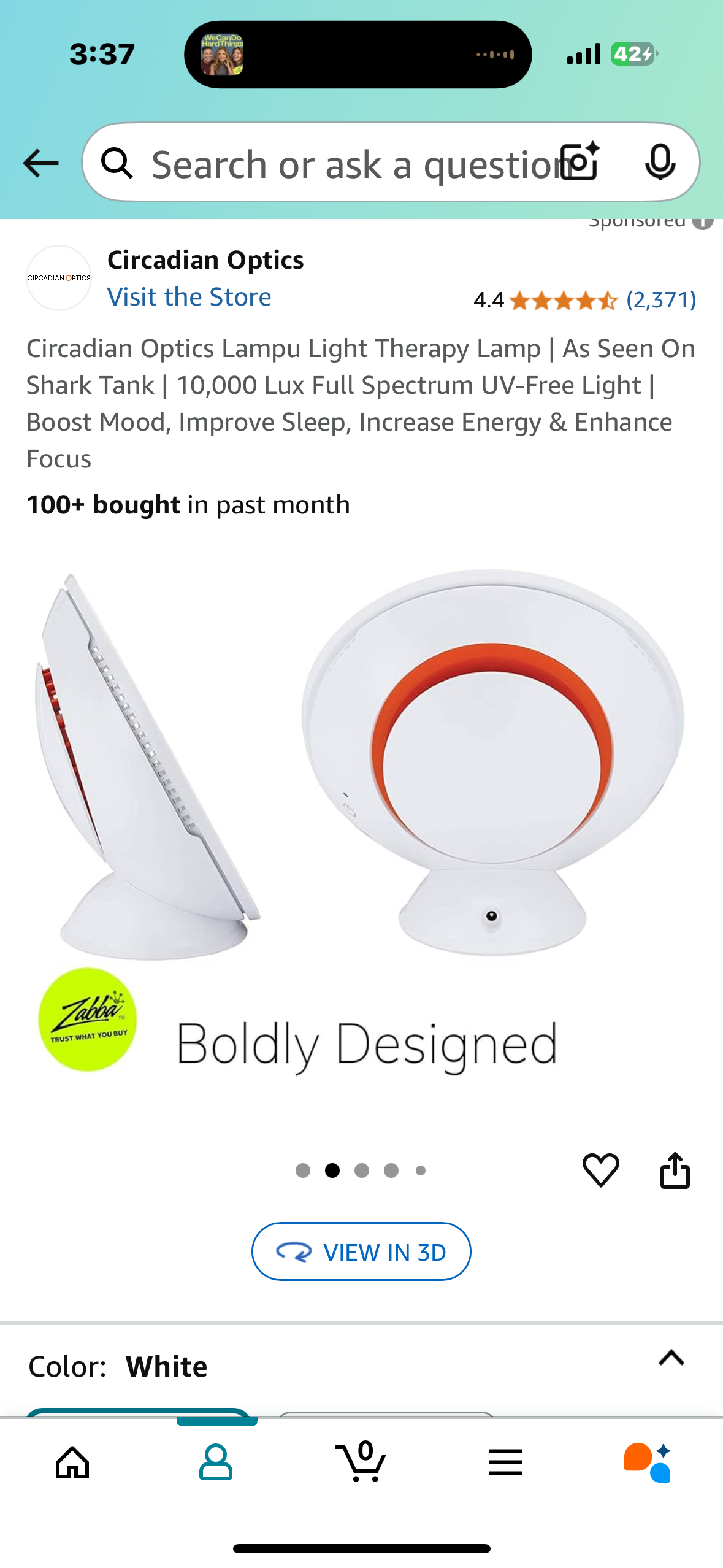 Circadian Optics Lampu Light Therapy Lamp | As Seen On Shark Tank | 10,000 Lux Full Spectrum UV-Free Light | Boost Mood, Improve Sleep, Increase Energy & Enhance Focus