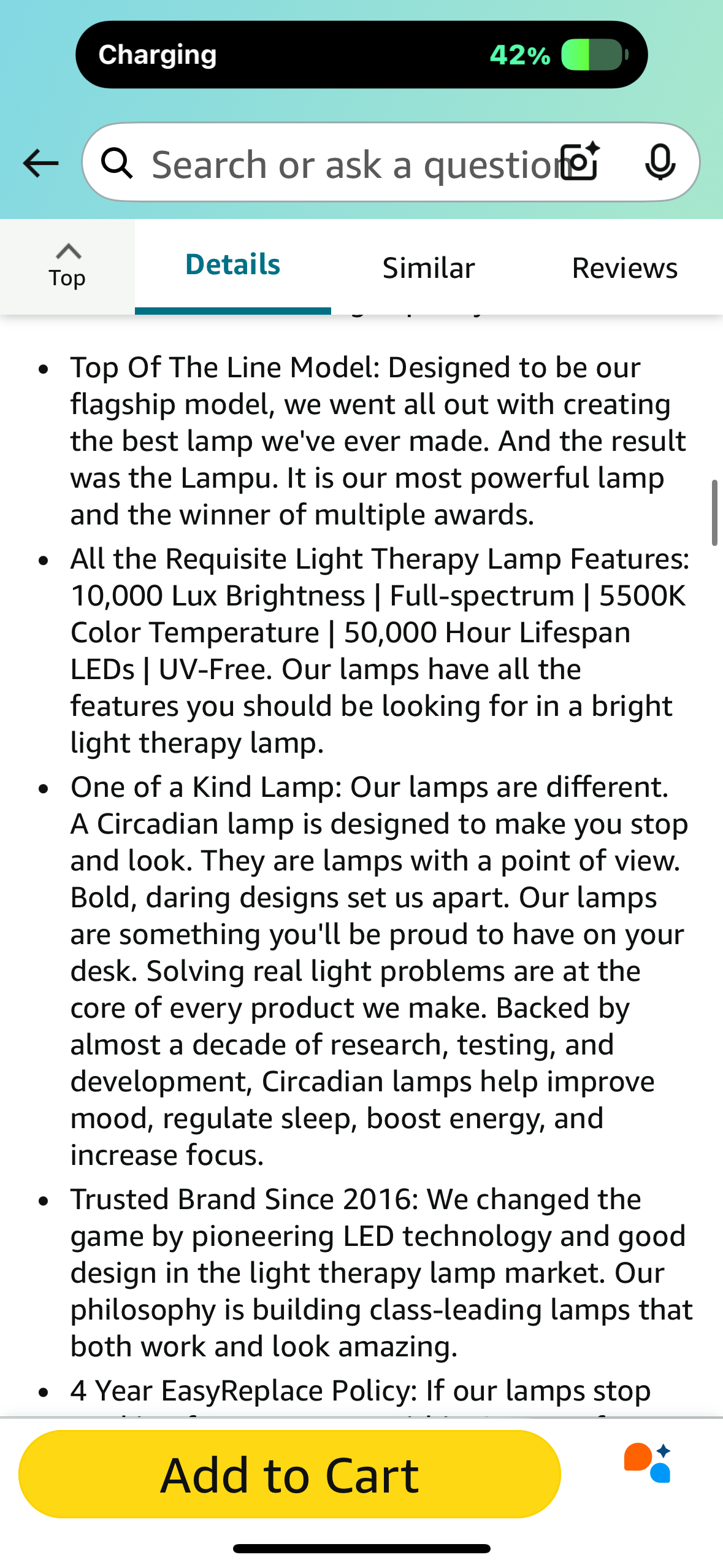 Circadian Optics Lampu Light Therapy Lamp | As Seen On Shark Tank | 10,000 Lux Full Spectrum UV-Free Light | Boost Mood, Improve Sleep, Increase Energy & Enhance Focus