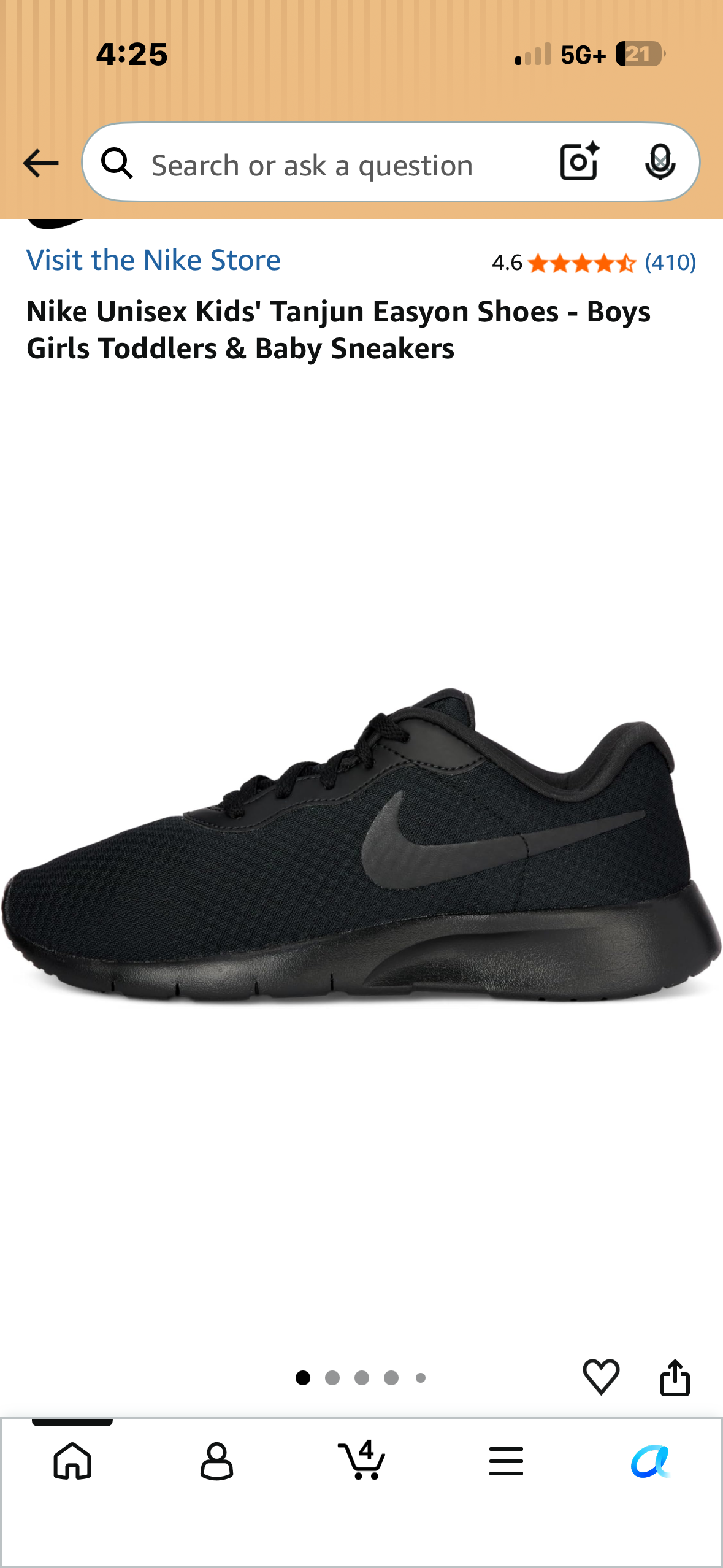 Nike Unisex Kids' Tanjun Easyon Shoes - Boys Girls Toddlers & Baby Sneakers, Boys Size 7.5