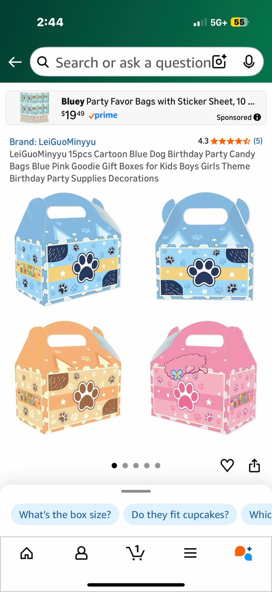 15pcs Cartoon Blue Dog Birthday Party Candy Bags Blue Pink Goodie Gift Boxes for Kids Boys Girls Theme Birthday Party Supplies Decorations