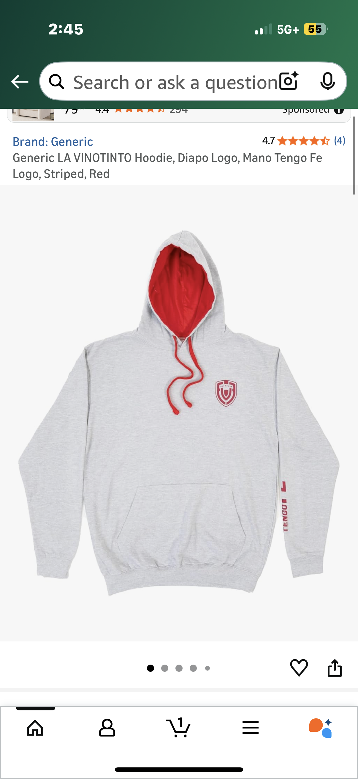 LA VINOTINTO Hoodie, Diapo Logo, Mano Tengo Fe Logo, Striped, Red (Size XL)