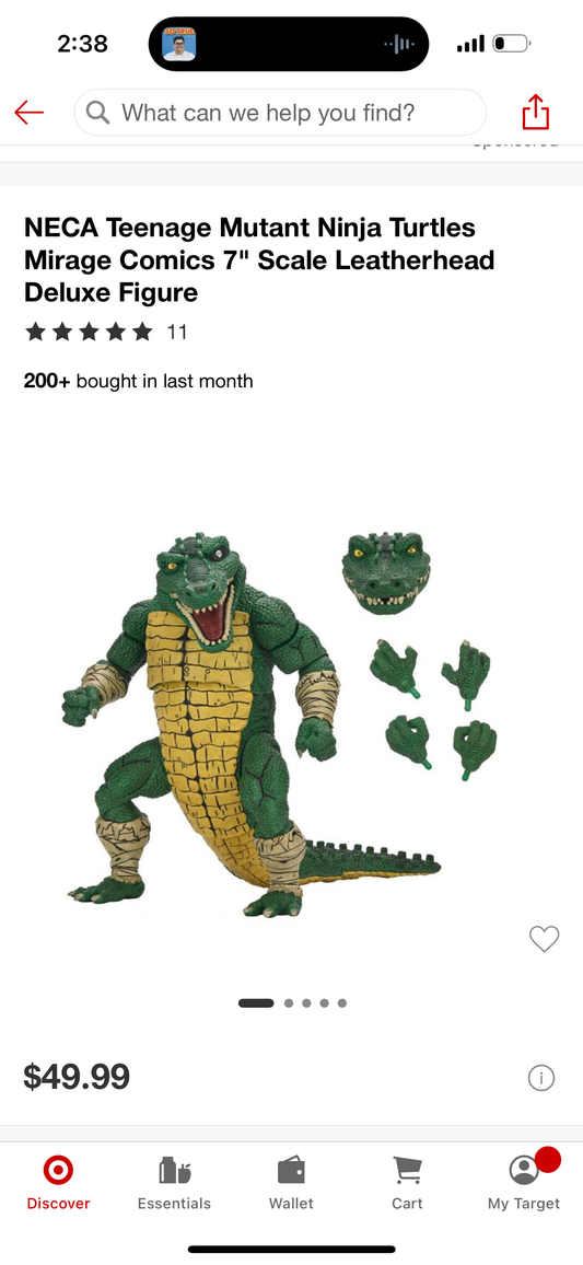 NECA Teenage Mutant Ninja Turtles Mirage Comics 7" Scale Leatherhead Deluxe Figure