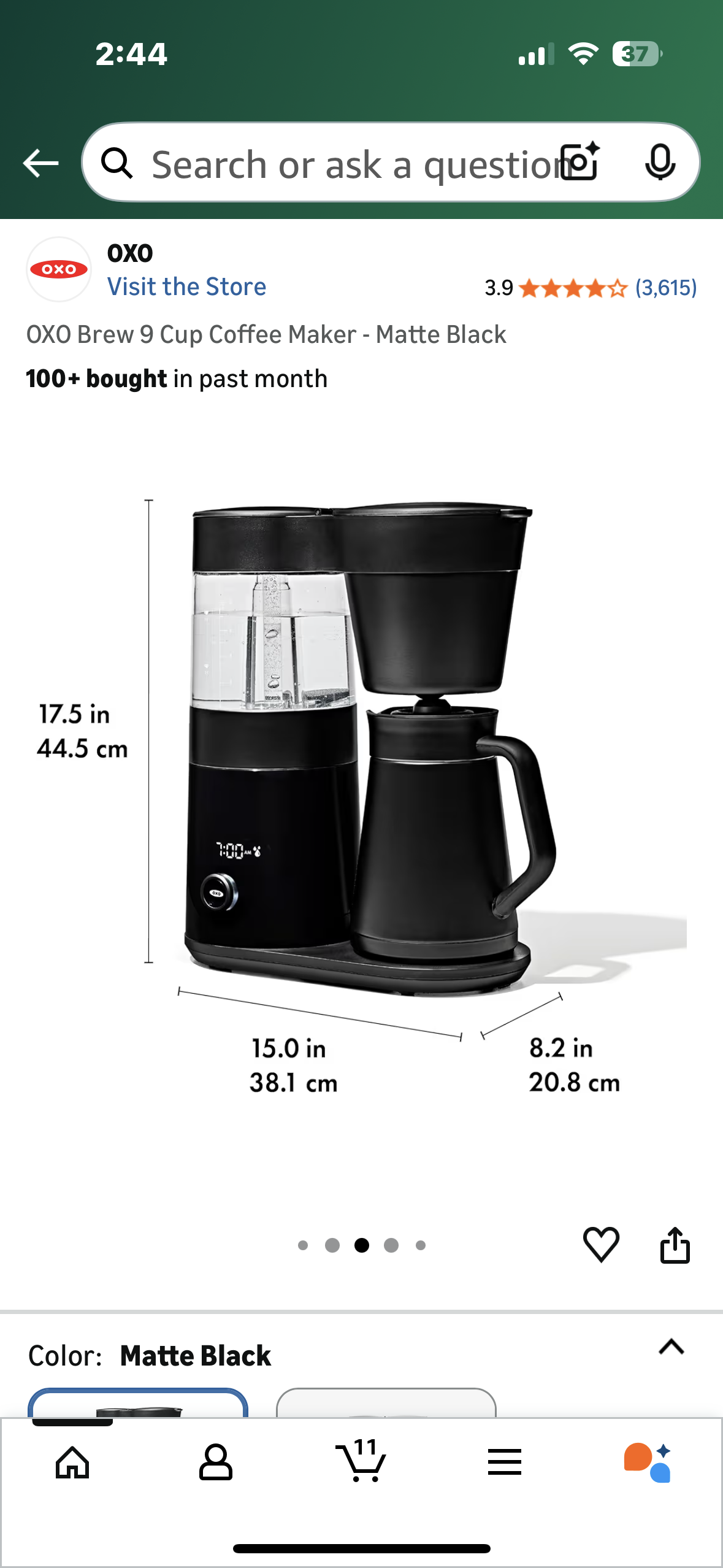 OXO Brew 9 Cup Coffee Maker - Matte Black (R736)