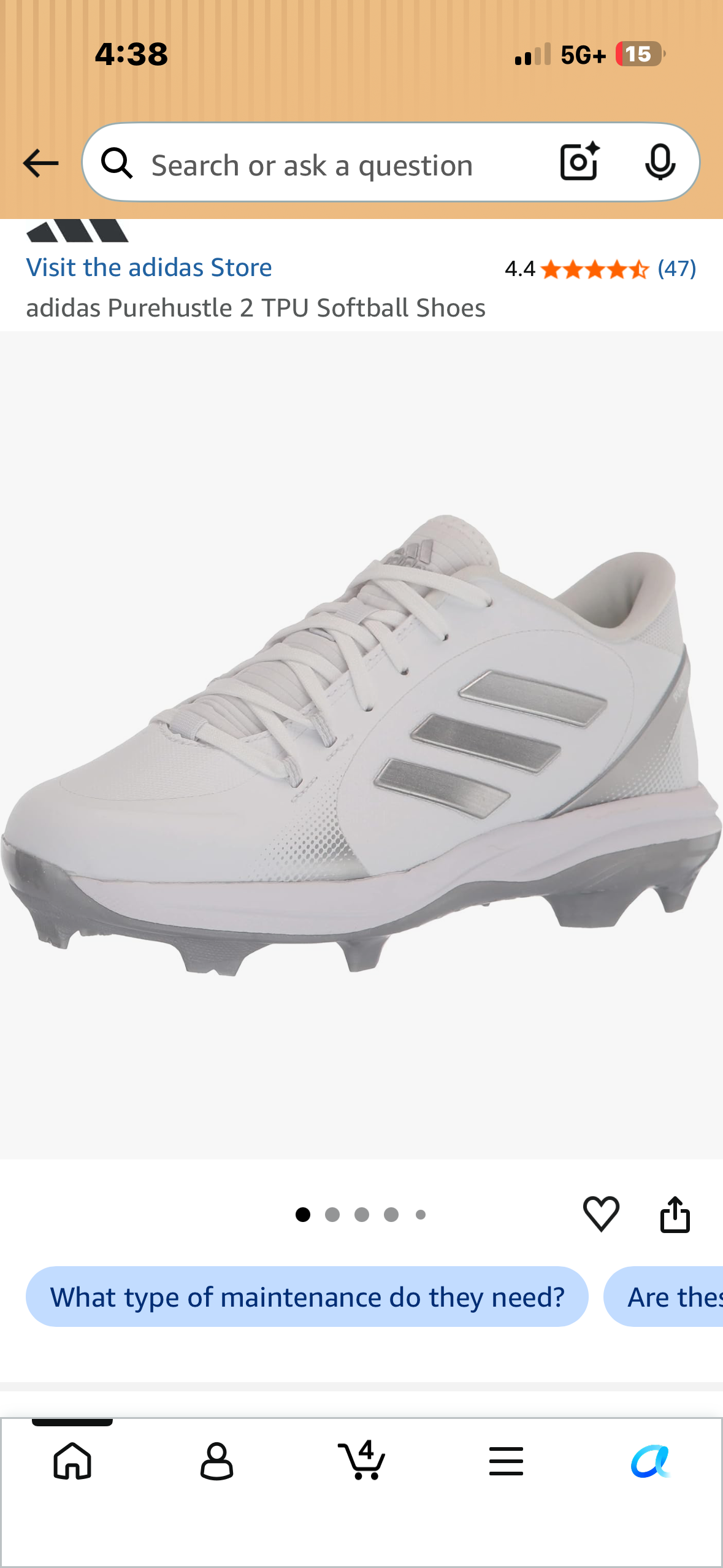 ADIDAS Purehustle TPU Softball Shoes (Women's Size 8.5)