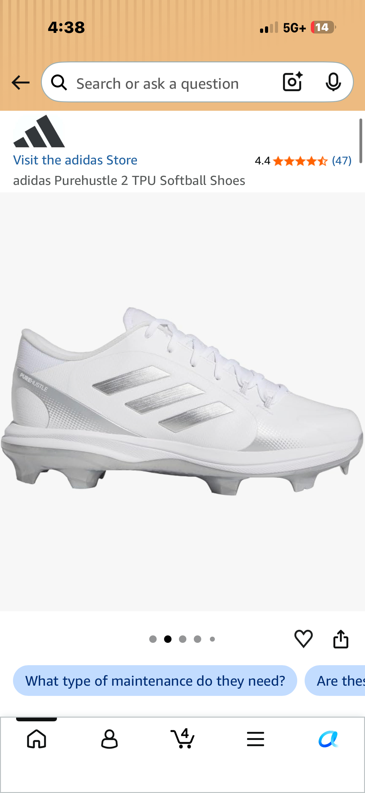 ADIDAS Purehustle TPU Softball Shoes (Women's Size 8.5)