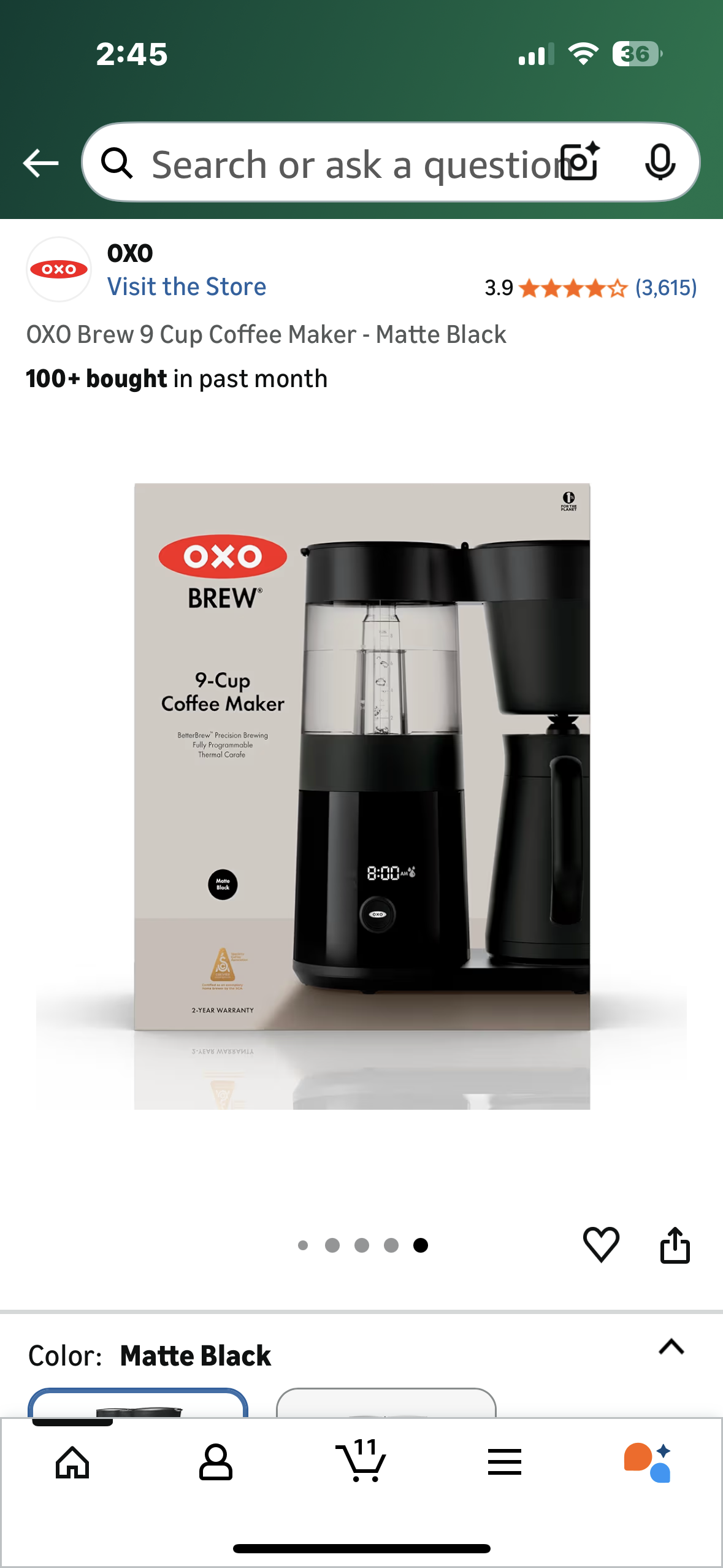 OXO Brew 9 Cup Coffee Maker - Matte Black (R736)