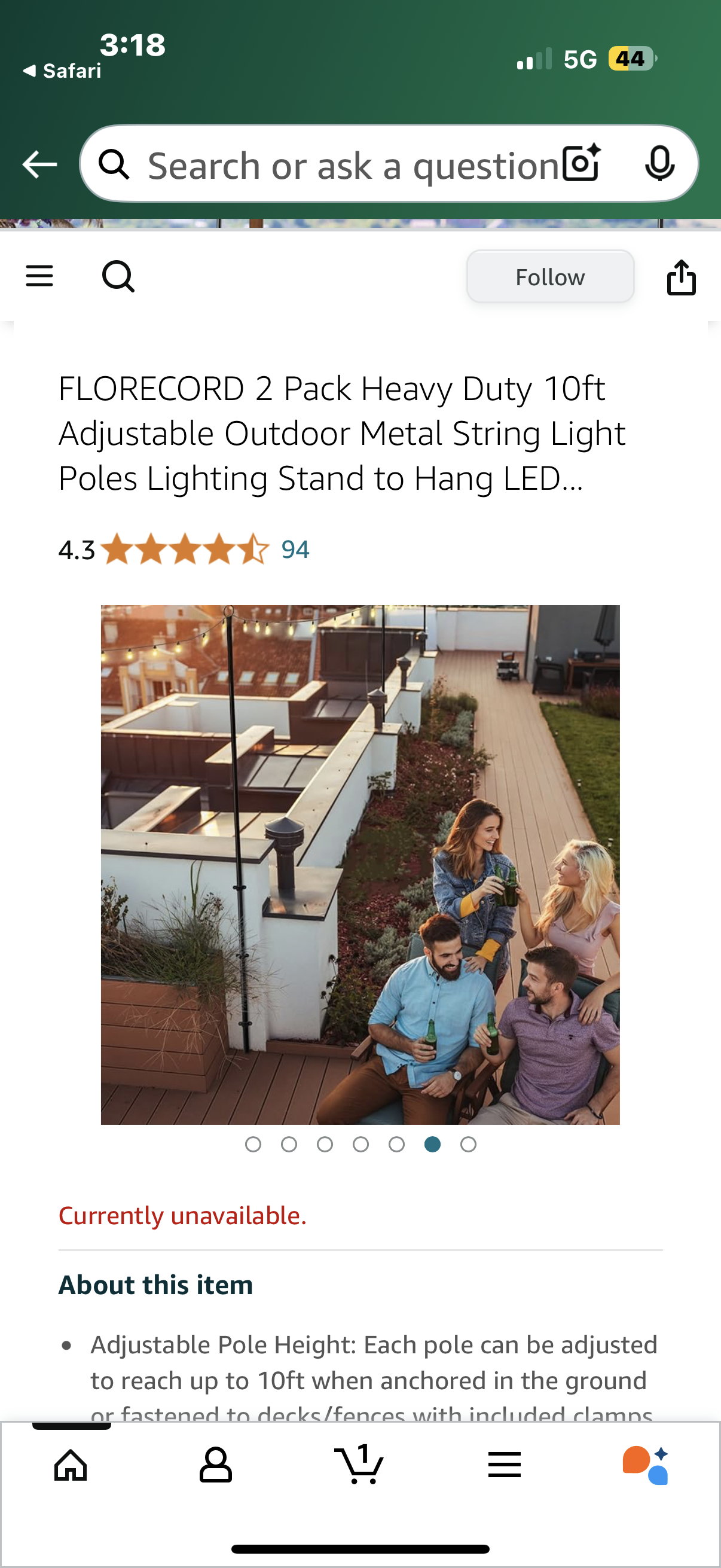 FLORECORD 2 Pack Heavy Duty 10ft Adjustable Outdoor Metal String Light Poles Lighting Stand to Hang LED Lights for Outside, Backyard Accessories, Garden, Wedding, Party