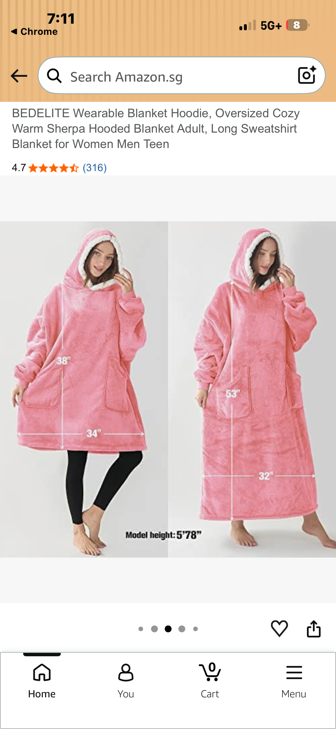 BEDELITE Wearable Blanket Hoodie, Oversized Cozy Warm Sherpa Hooded Blanket Adult, Long Sweatshirt Blanket, Pink