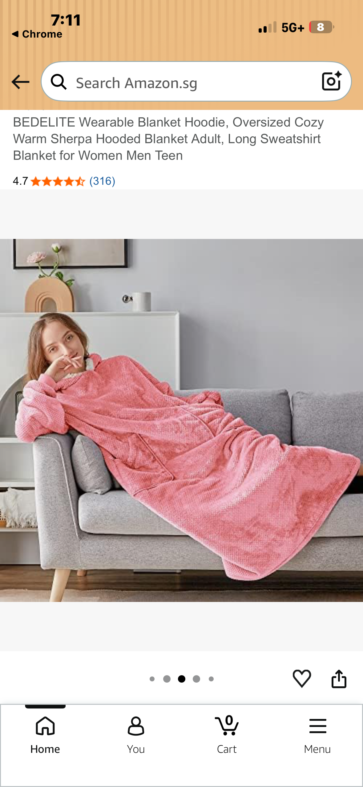 BEDELITE Wearable Blanket Hoodie, Oversized Cozy Warm Sherpa Hooded Blanket Adult, Long Sweatshirt Blanket, Pink