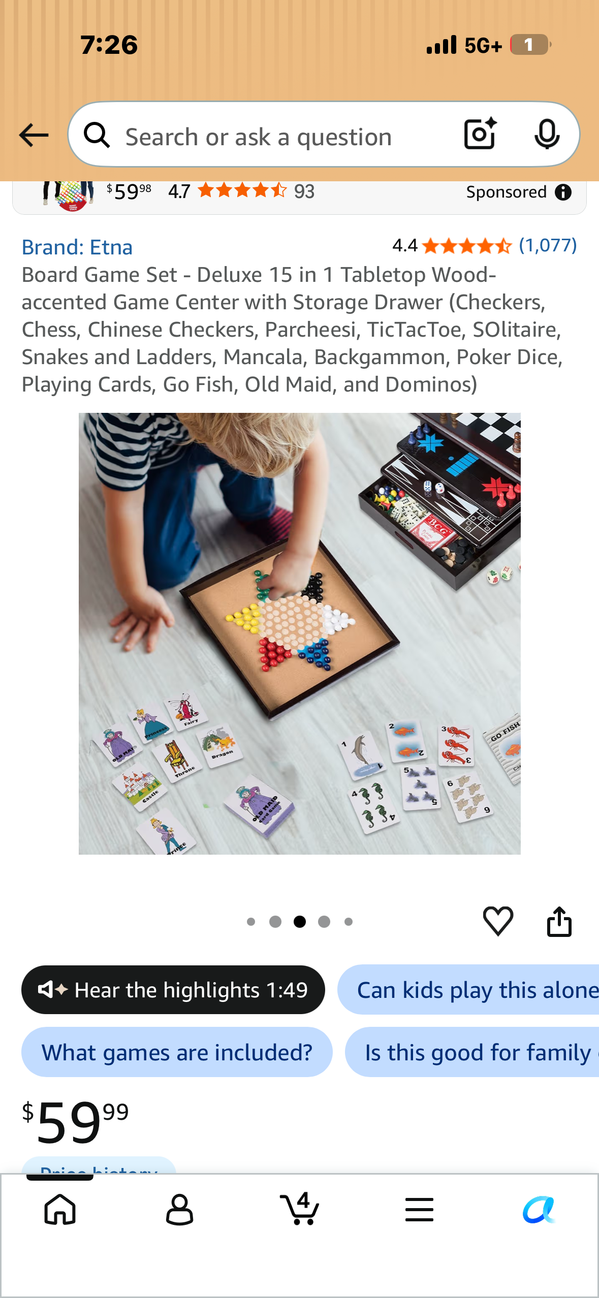 Deluxe 15 in 1 Tabletop Wood-accented Game Center with Storage Drawer (Checkers, Chess, Chinese Checkers, Parcheesi, TicTacToe, SOlitaire, Snakes and Ladders, Mancala, Backgammon, Poker Dice, Playing Cards, Go Fish, Old Maid, and Dominos)