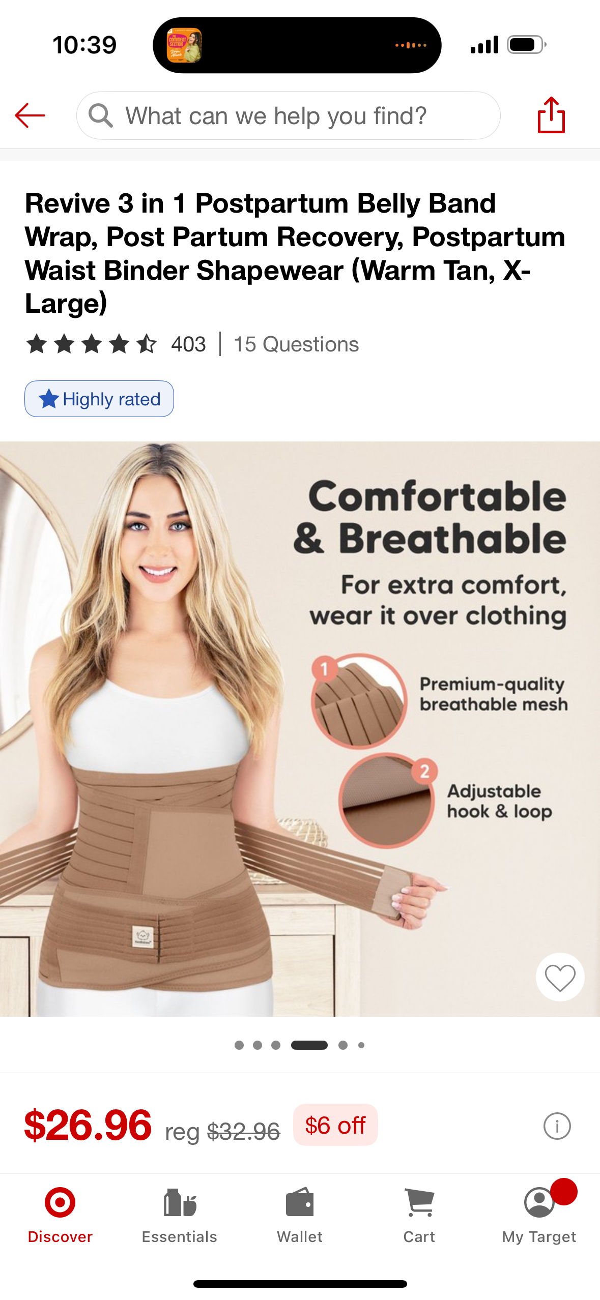 Revive 3 in 1 Postpartum Belly Band Wrap, Post Partum Recovery, Postpartum Waist Binder Shapewear (Size X- Large)