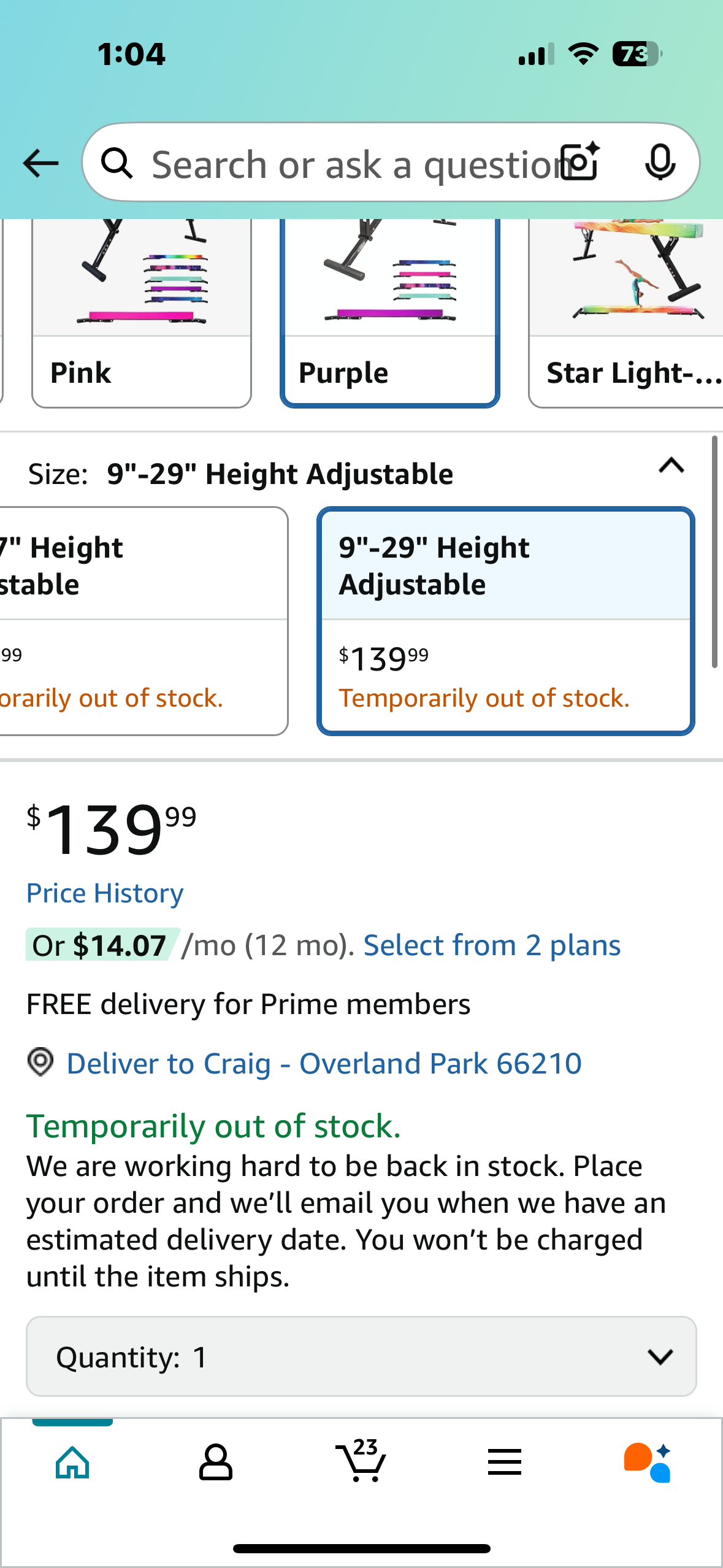 PreGymnastic 8FT Balance Beam, Raised Gymnastics Beam for Kids Ages 3-12, Adjustable Balancing Beam Indoor, Off-Ground Competition Style (W491)
