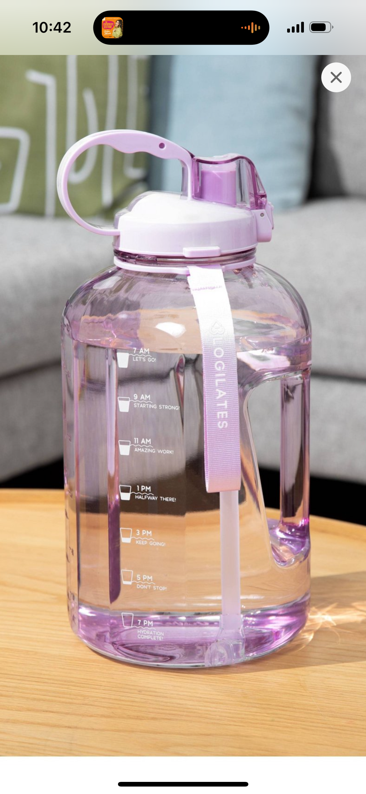 Blogilates 128oz Water Bottle - Lilac Haze with Time Stamps: BPA-Free PETG, Portable Drinkware