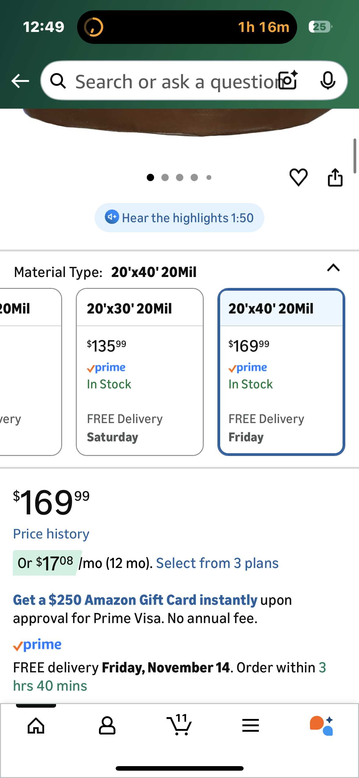 20'x 40' Brown Super Ultra Heavy-Duty Tarp - 20 Mil Waterproof & UV-Resistant 20x40 - Large Outdoor Tarp, Waterproof Cover for Rain Camping, Tent, UV Protection, Reinforced Corners (G900)