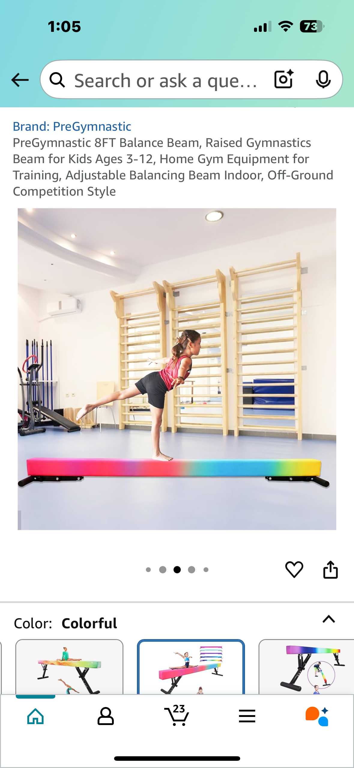 PreGymnastic 8FT Balance Beam, Raised Gymnastics Beam for Kids Ages 3-12, Adjustable Balancing Beam Indoor, Off-Ground Competition Style (W491)