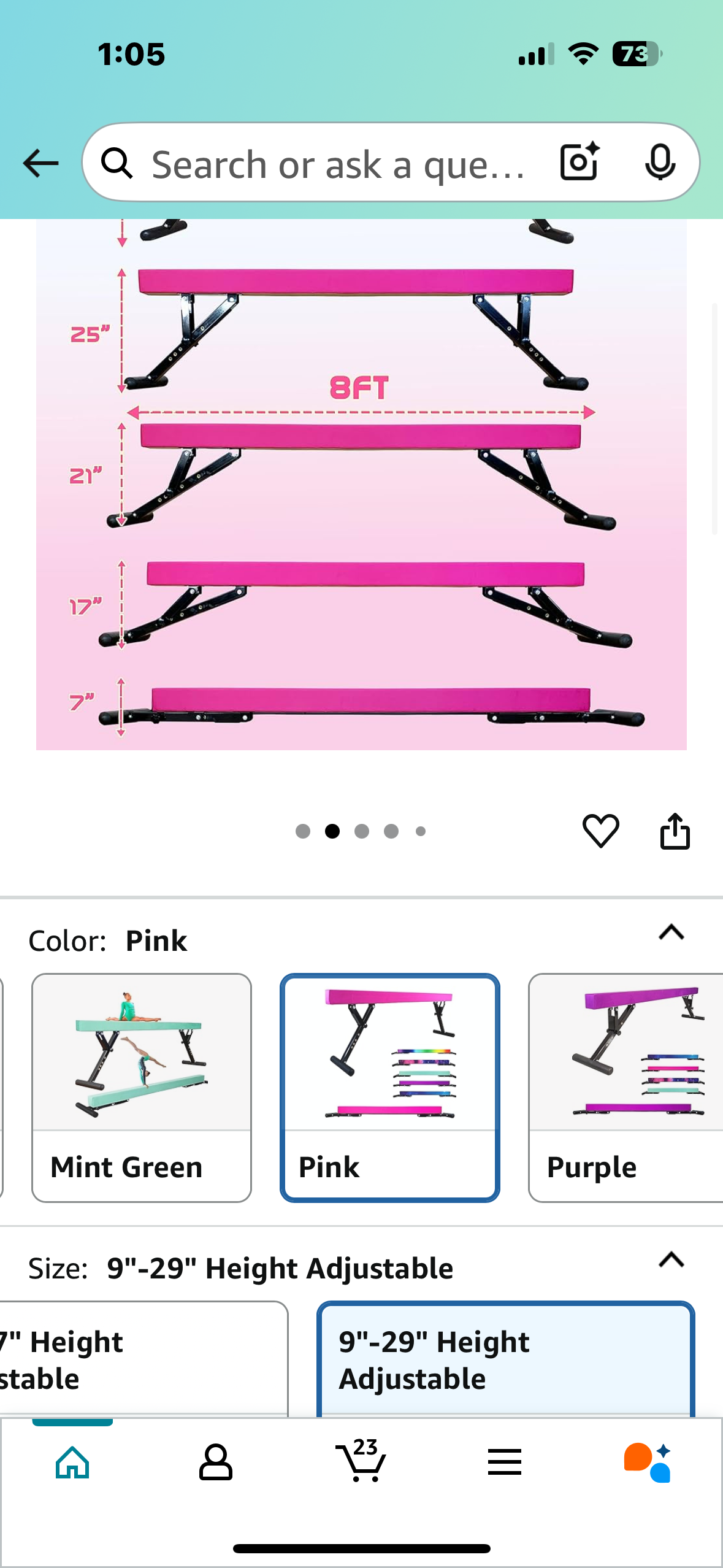 PreGymnastic 8FT Balance Beam, Raised Gymnastics Beam for Kids Ages 3-12, Adjustable Balancing Beam Indoor, Off-Ground Competition Style (W491)