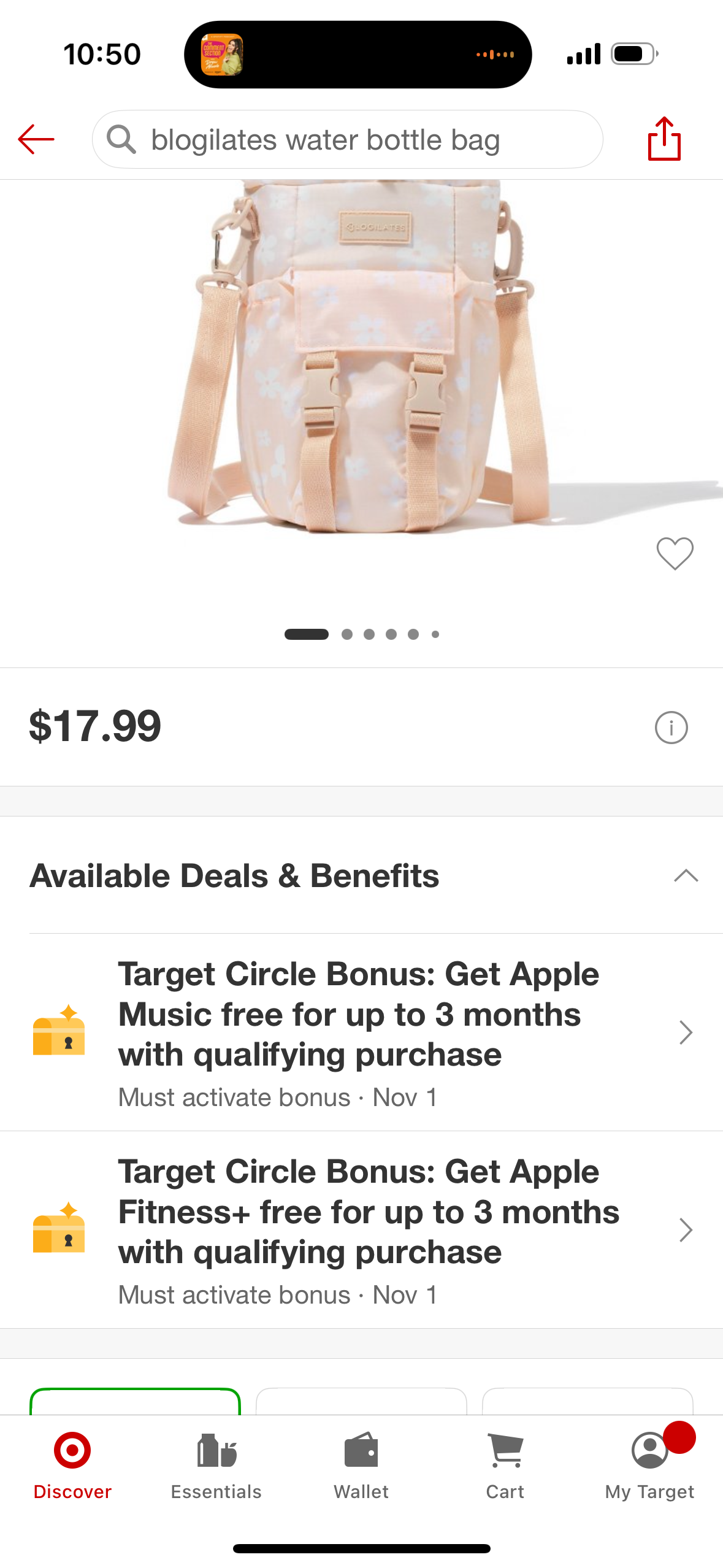 Blogilates Water Bottle Sling - Peach: Polyethylene & Polyester Drinkware Accessory