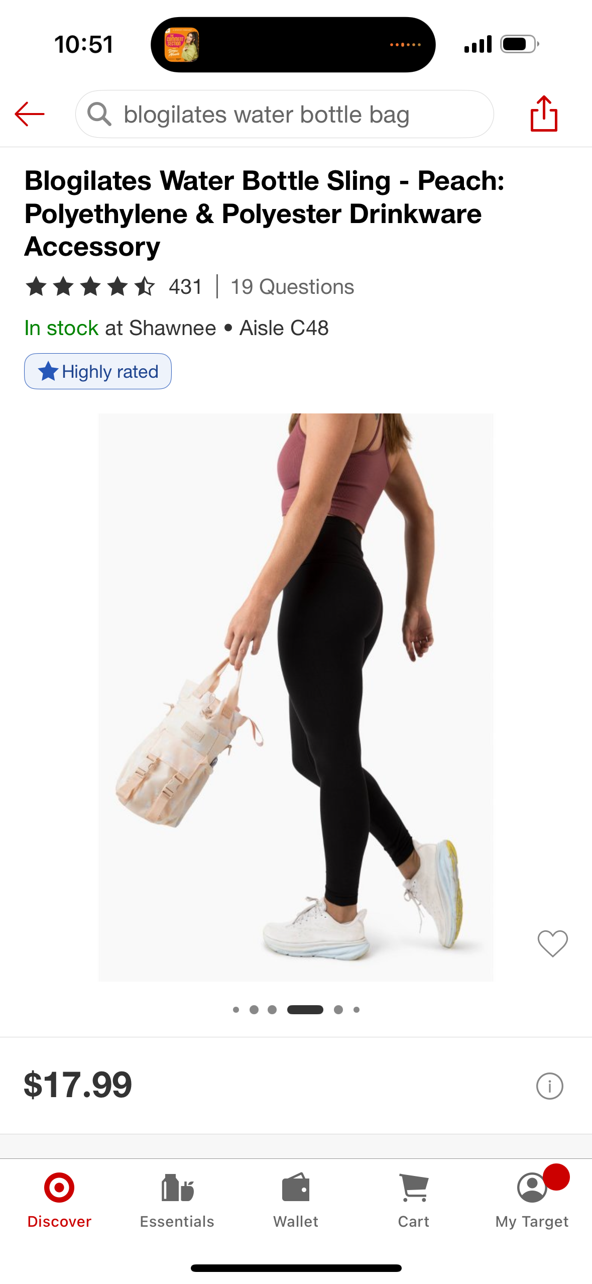 Blogilates Water Bottle Sling - Peach: Polyethylene & Polyester Drinkware Accessory