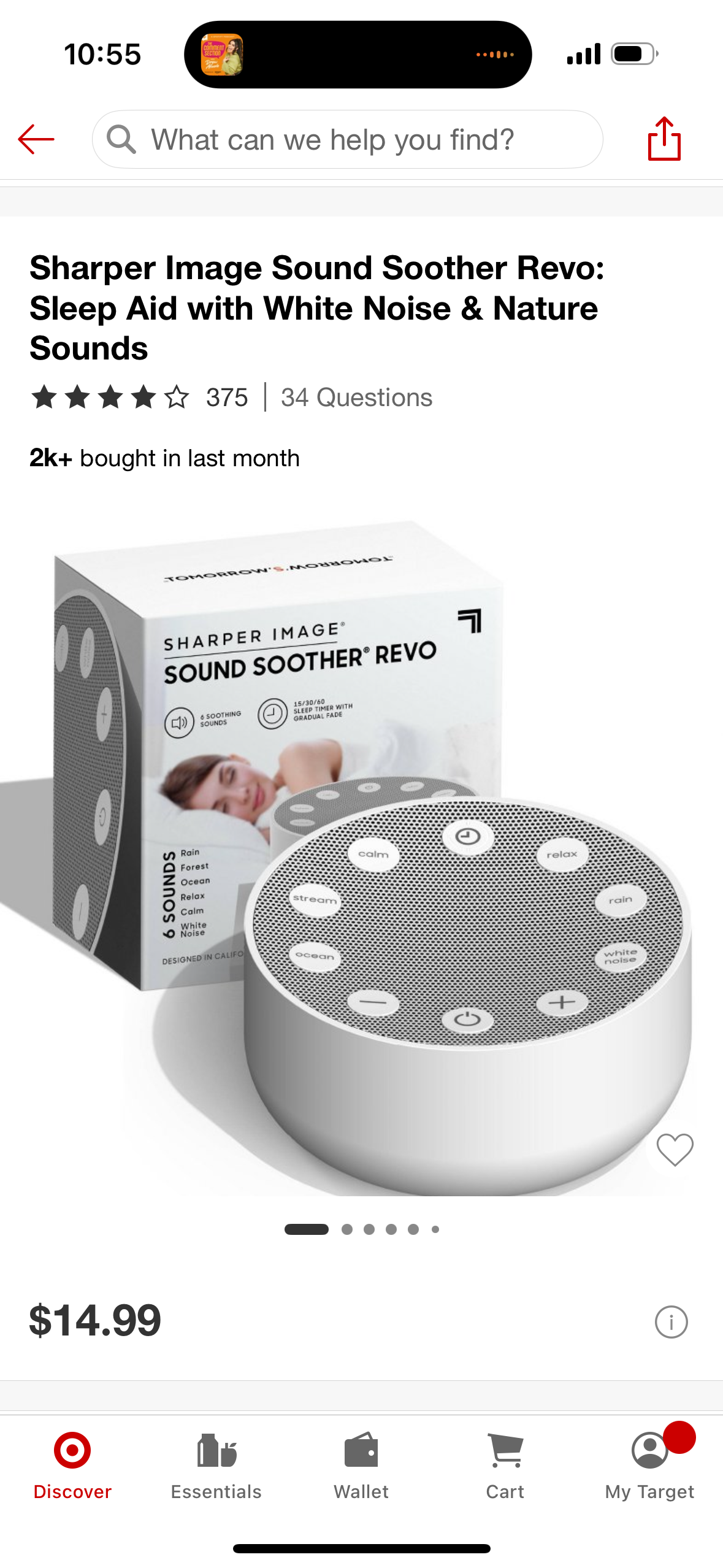 Sharper Image Sound Soother Revo: Sleep Aid with White Noise & Nature Sounds