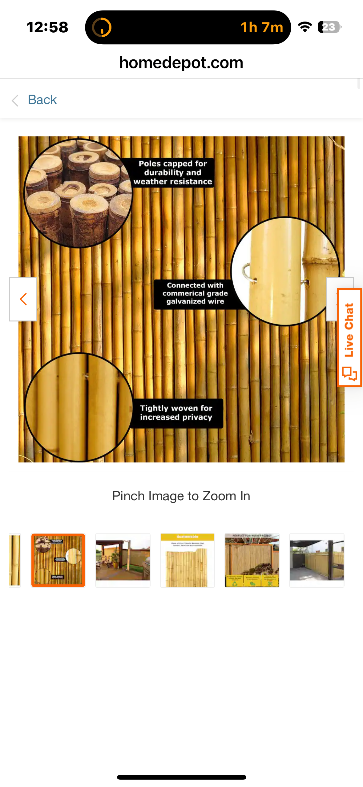 Backyard X-Scapes Natural Bamboo Fencing Decorative Rolled Fence Panel,  (1 in. D x 6 ft. H x 8 ft. Long) (G901)