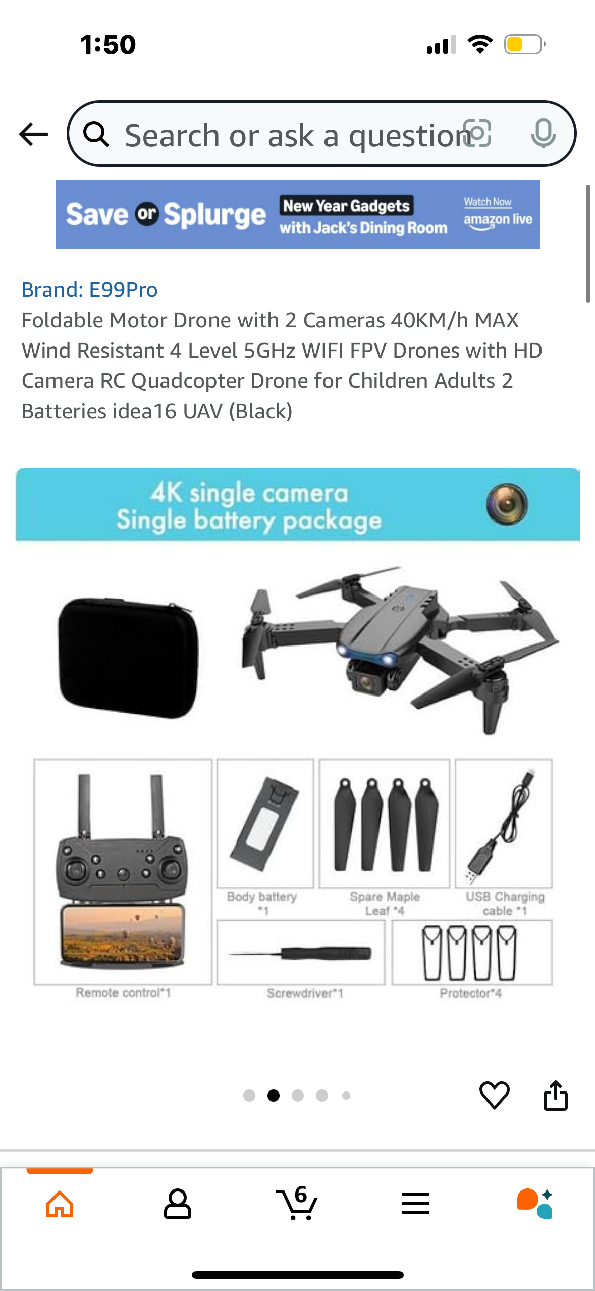 Foldable Motor Drone with 2 Cameras 40KM/h MAX Wind Resistant 4 Level 5GHz WIFI FPV Drones with HD Camera RC Quadcopter Drone for Children Adults 2 Batteries idea16 UAV (Black)