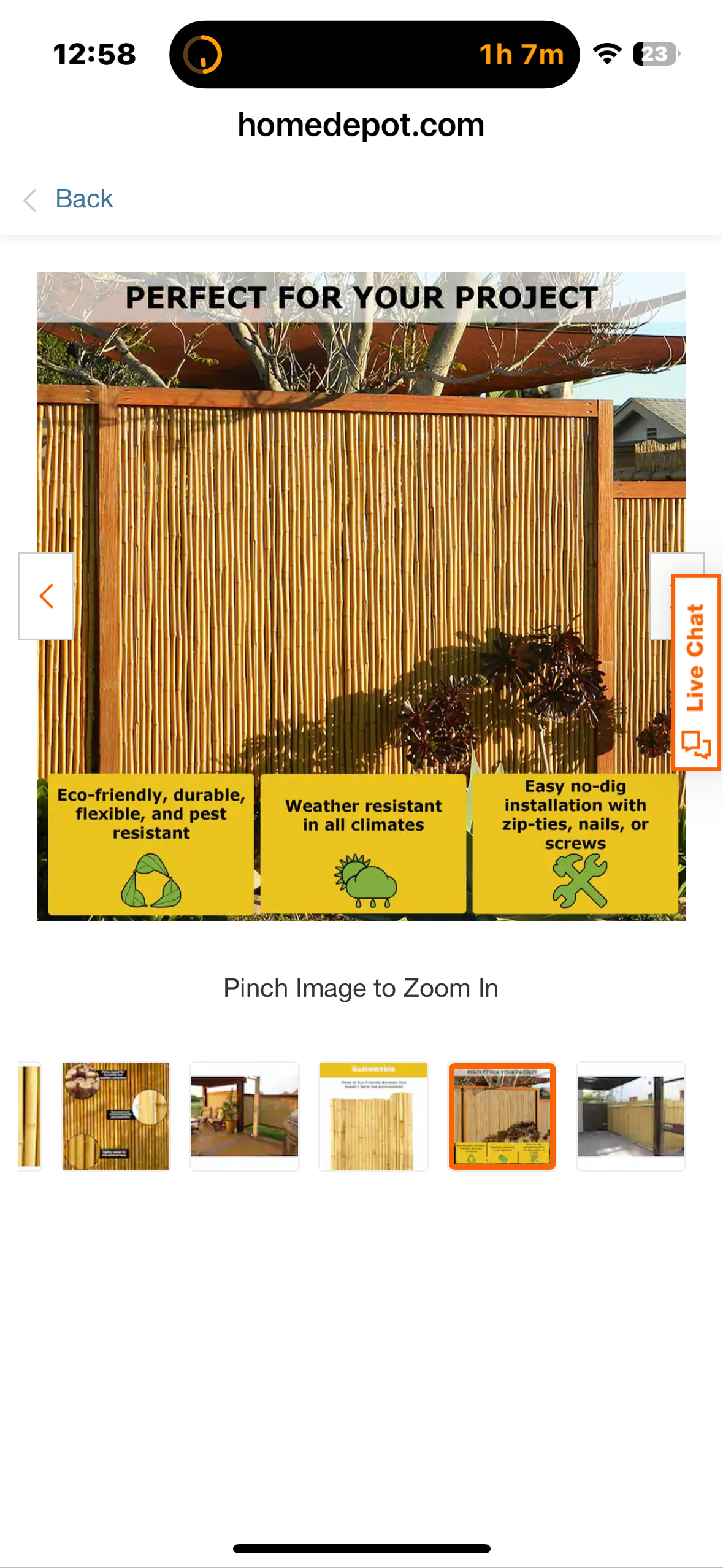 Backyard X-Scapes Natural Bamboo Fencing Decorative Rolled Fence Panel,  (1 in. D x 6 ft. H x 8 ft. Long) (G901)