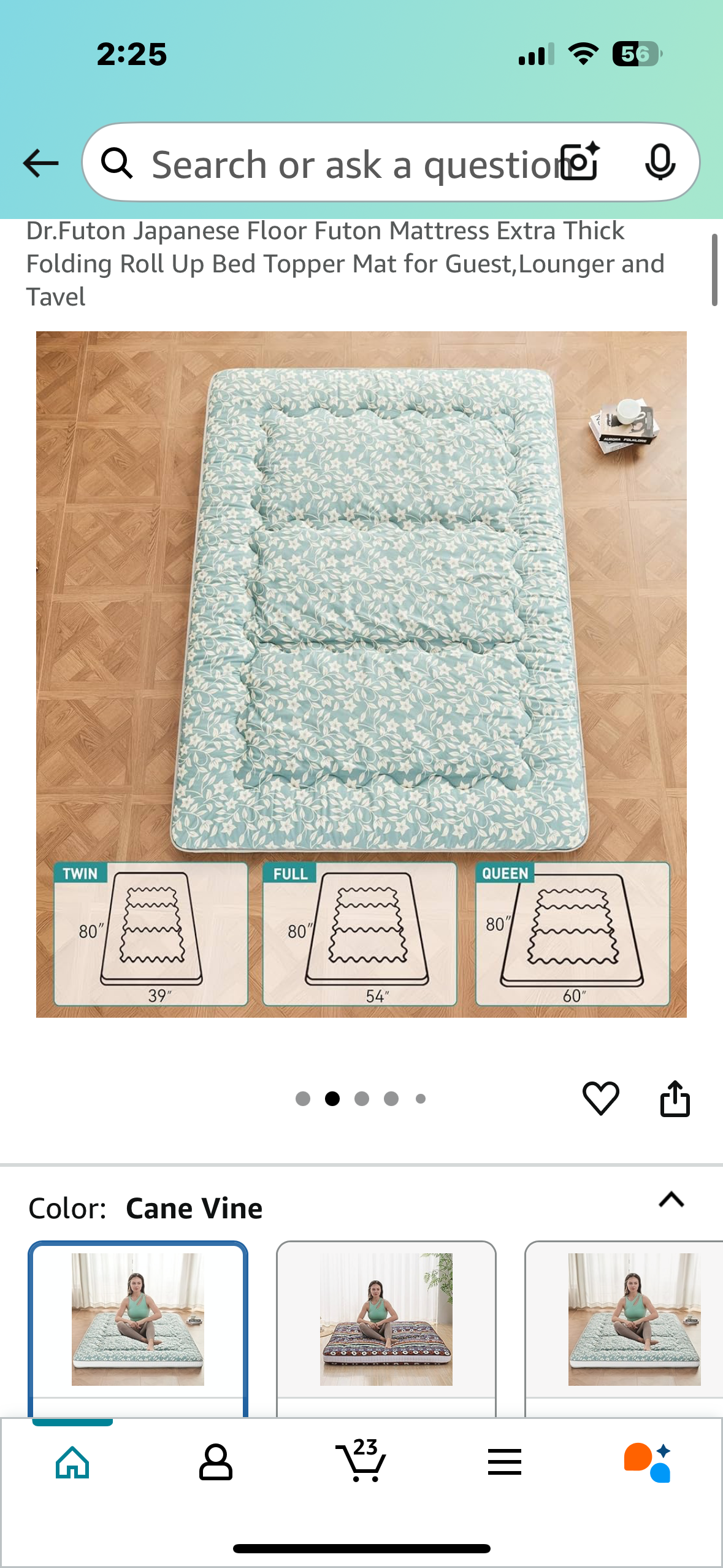 Japanese Floor Futon Mattress, Queen Size, Extra Thick Folding Roll Up Bed Topper Mat for Guest, Lounger and Travel (B1041)