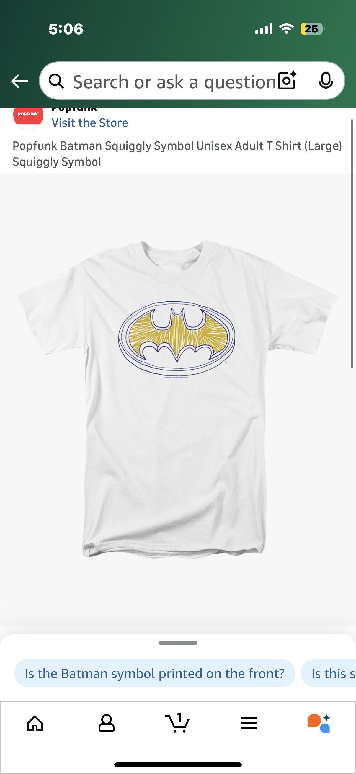 Popfunk Batman Squiggly Symbol Unisex Adult T Shirt (Large) Squiggly Symbol (Size Large)