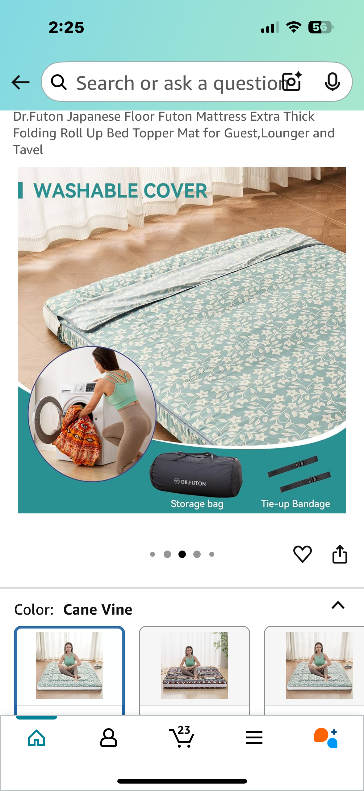 Japanese Floor Futon Mattress, Queen Size, Extra Thick Folding Roll Up Bed Topper Mat for Guest, Lounger and Travel (B1041)