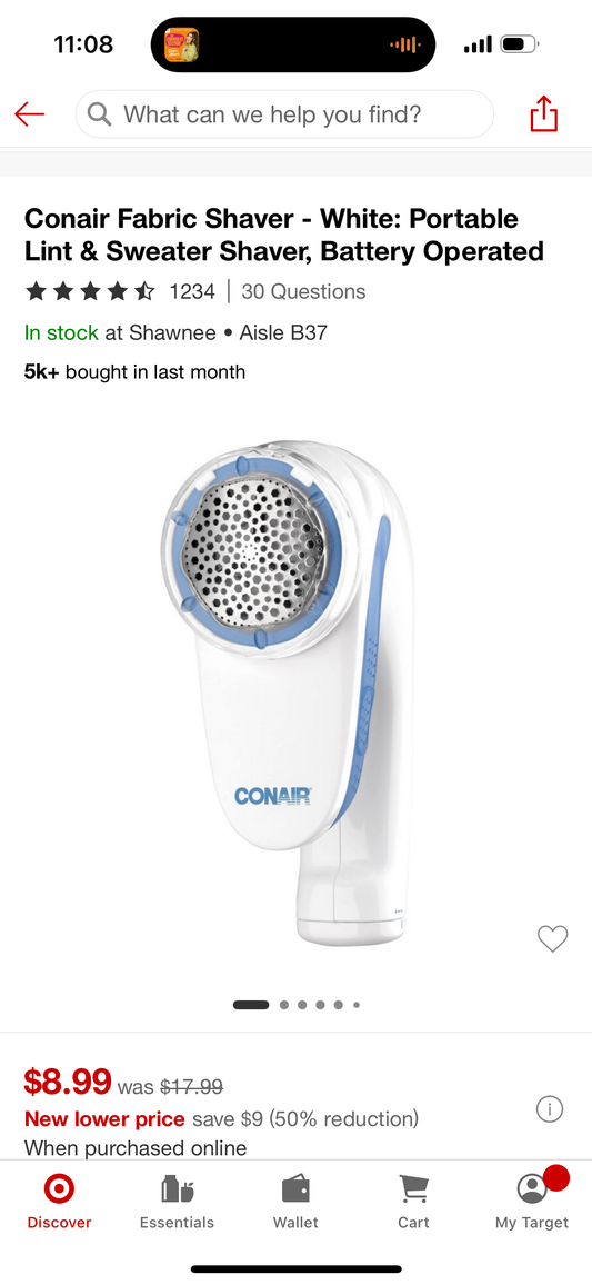Conair Fabric Shaver - White: Portable Lint & Sweater Shaver, Battery Operated
