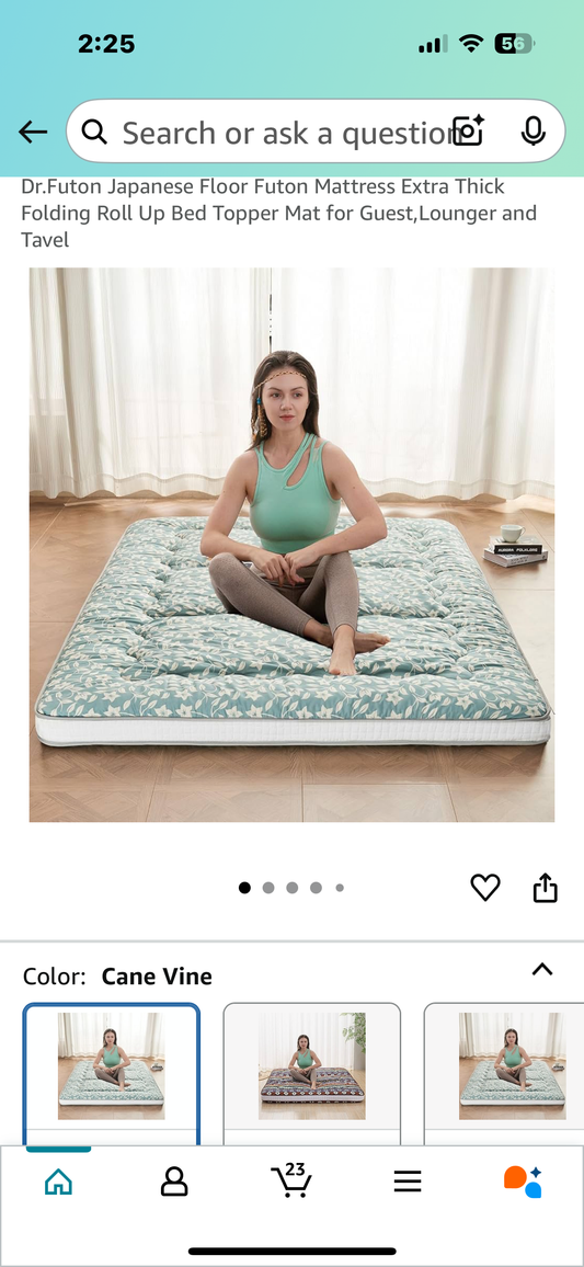 Japanese Floor Futon Mattress, Queen Size, Extra Thick Folding Roll Up Bed Topper Mat for Guest, Lounger and Travel (B1041)