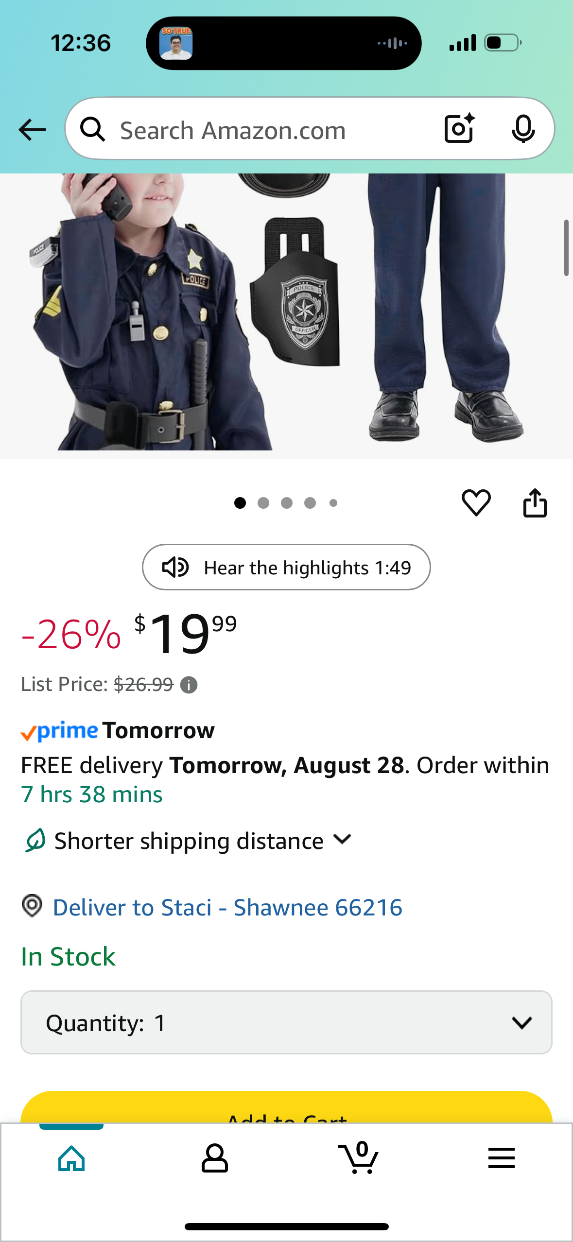 Police Officer Costume for Kids 5-7, Cop Toys with Policeman Uniform, Sound & Light Accessories (Size 5T-7T)