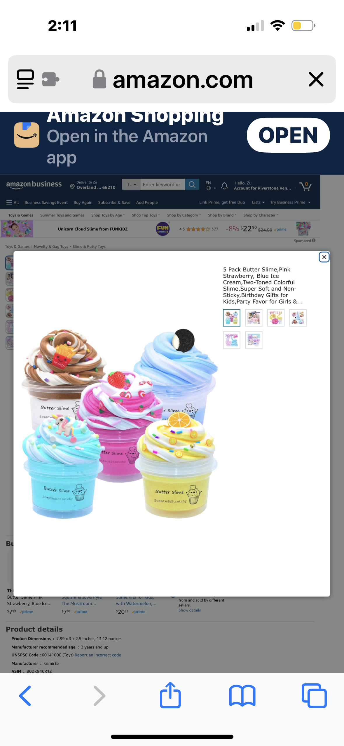 5 Pack Butter Slime,Pink Strawberry, Blue Ice Cream, Coffee Cotten Candy Slime with Dual Colors, Super Soft and Non-Sticky, Birthday Gifts for Girl and Boys