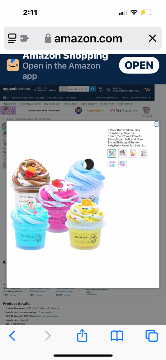 5 Pack Butter Slime,Pink Strawberry, Blue Ice Cream, Coffee Cotten Candy Slime with Dual Colors, Super Soft and Non-Sticky, Birthday Gifts for Girl and Boys