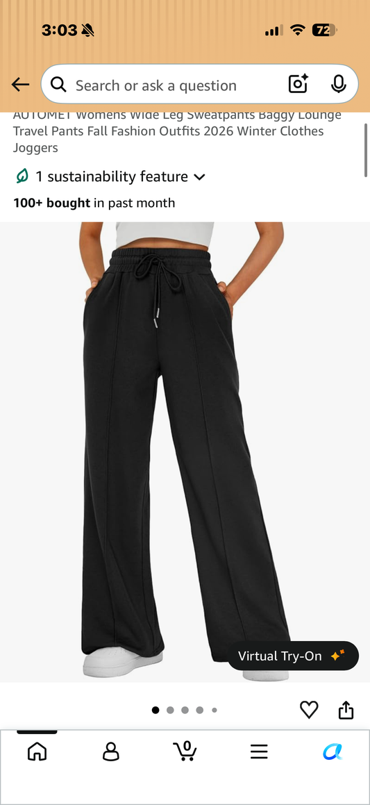 AUTOMET Womens Wide Leg Sweatpants Baggy Lounge Travel Pants Fall Fashion Outfits 2026 Winter Clothes Joggers (Size Medium)