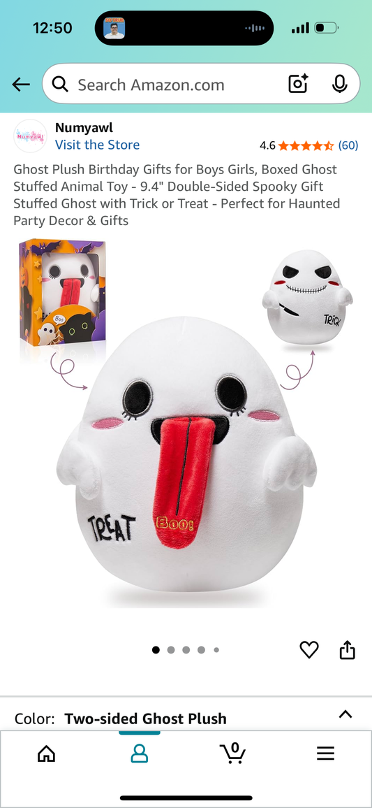 Ghost Plush Birthday Gifts for Boys Girls, Boxed Ghost Stuffed Animal Toy - 9.4" Double-Sided Spooky Gift Stuffed Ghost with Trick or Treat - Perfect for Haunted Party Decor & Gifts