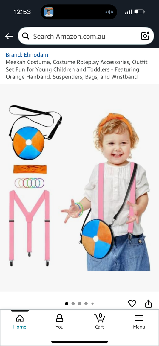 Meekah Costume, Costume Roleplay Accessories, Outfit Set Fun for Young Children and Toddlers - Featuring Orange Hairband, Suspenders, Bags, and Wristband