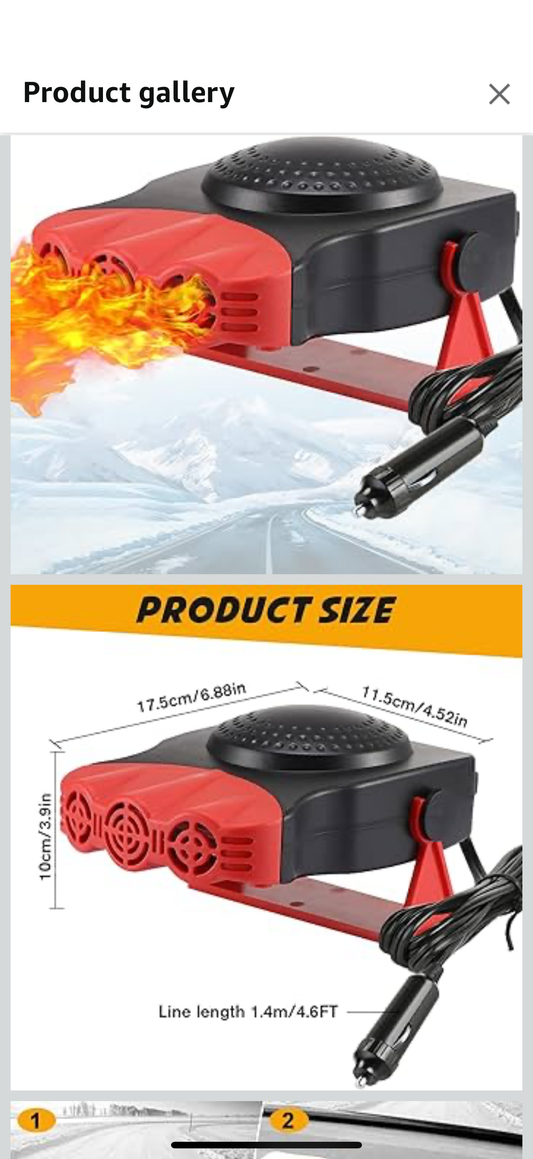 Car Heater, 150W 12V Portable Car Heater That Plugs Into Cigarette Lighter, 2 in 1 Fast Car Heater Defroster Auto Defogger 180 Degree Rotatable Heater for Car SUV Truck Bus