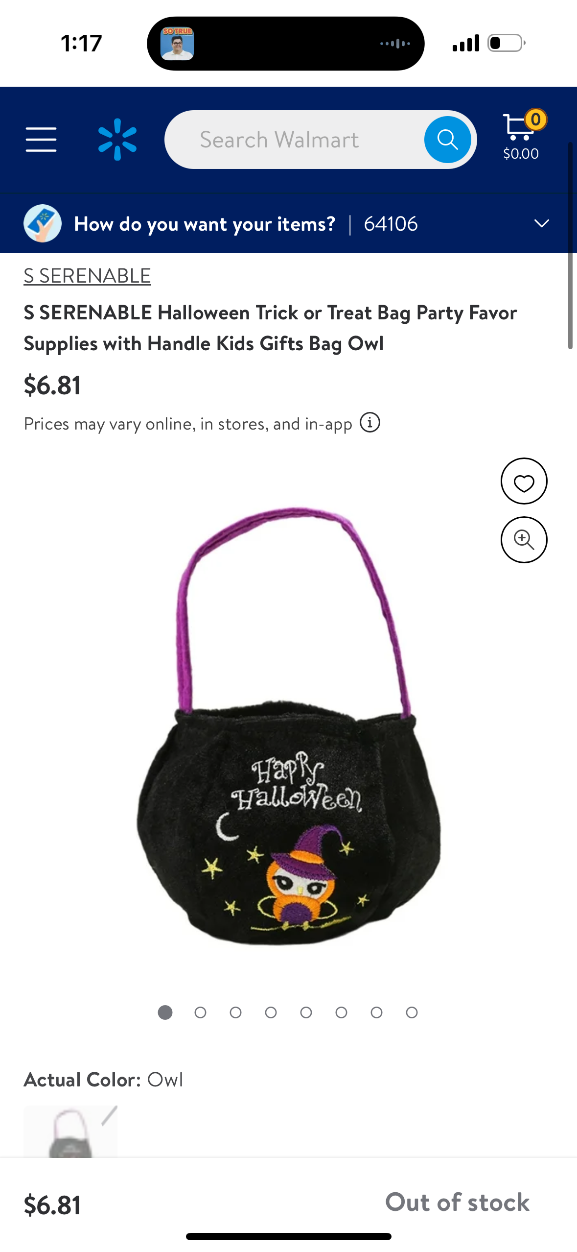 Halloween Trick or Treat Bag Party Favor Supplies with Handle Kids Gifts Bag Owl