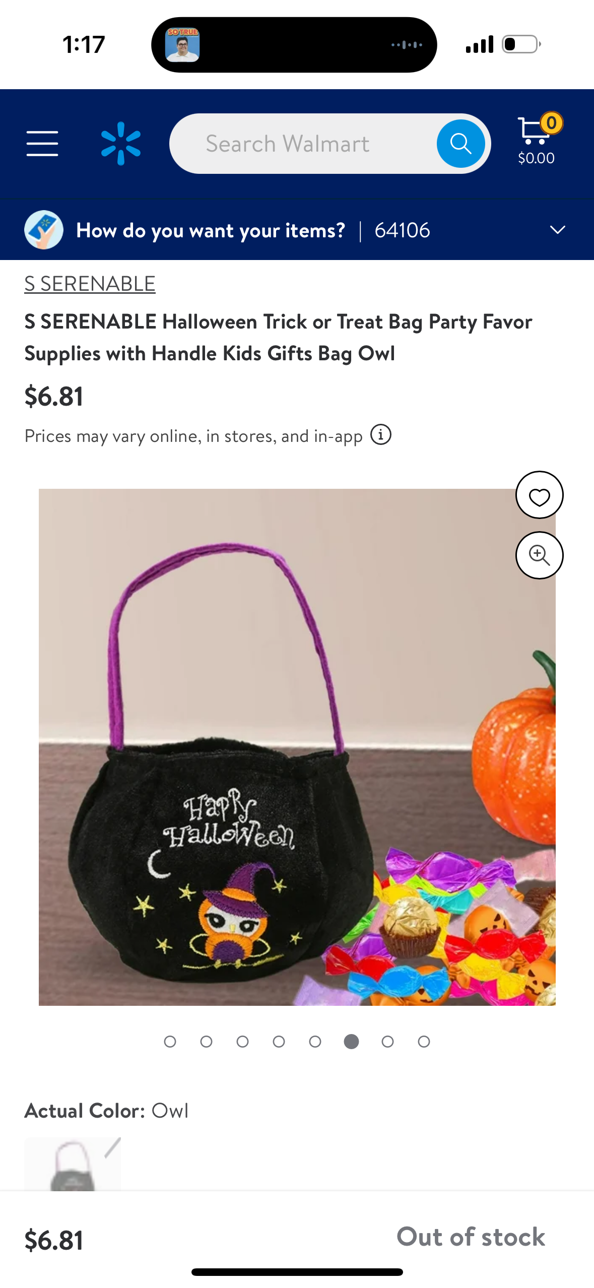 Halloween Trick or Treat Bag Party Favor Supplies with Handle Kids Gifts Bag Owl