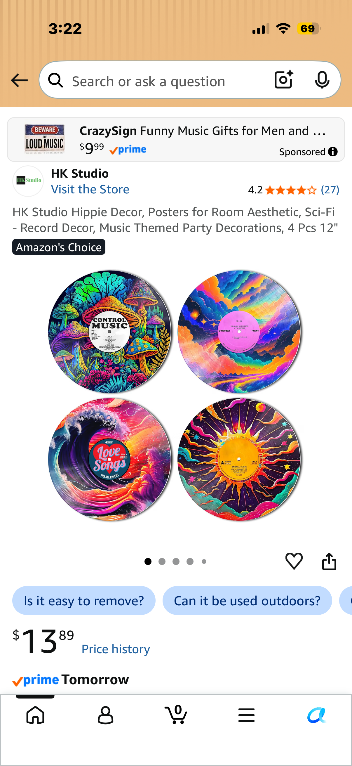 HK Studio Hippie Decor, Posters for Room Aesthetic, Sci-Fi - Record Decor, Music Themed Party Decorations, 4 Pcs 12