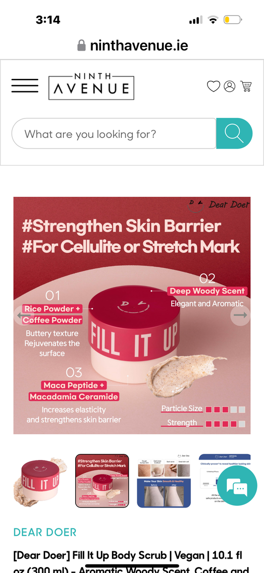 Dear Doer] Fill It Up Body Scrub | Vegan | 10.1 fl oz (300 ml) - Aromatic Woody Scent, Coffee and Rice Grains with a Rich, Creamy Formula