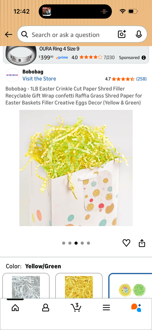 Bobobag - 1LB Crinkle Cut Paper Shred Filler Recyclable Gift Wrap confetti Raffia Grass Shred Paper for Easter Baskets Filler Creative Eggs Decor (Yellow & Green)