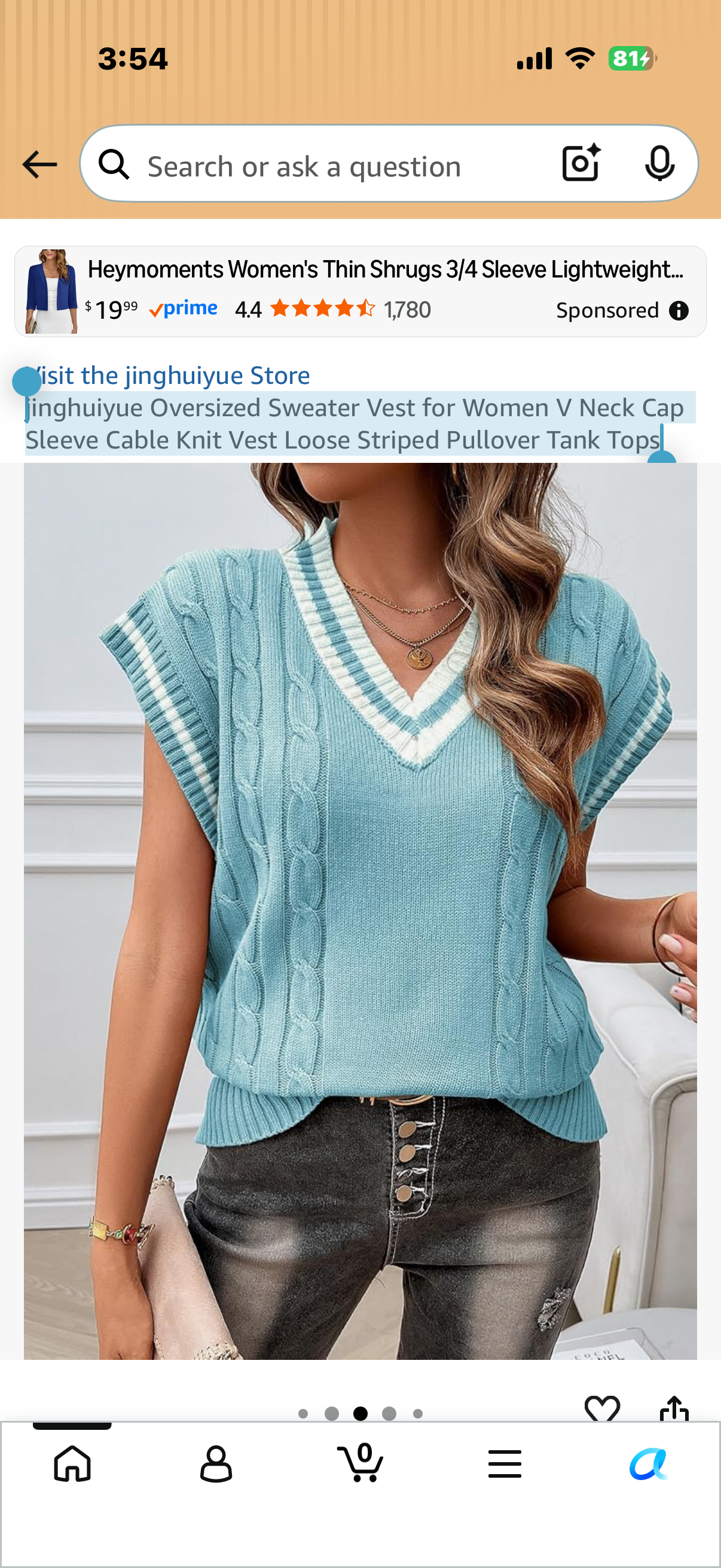 Oversized Sweater Vest for Women V Neck Cap Sleeve Cable Knit Vest Loose Striped Pullover Tank Tops (Size Small)