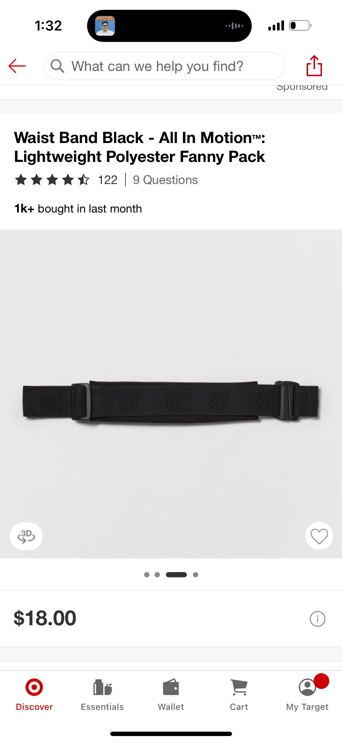 Waist Band Black - All In Motion™: Lightweight Polyester Fanny Pack
