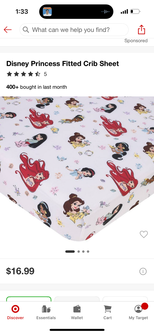 Disney Princess Fitted Crib Sheet