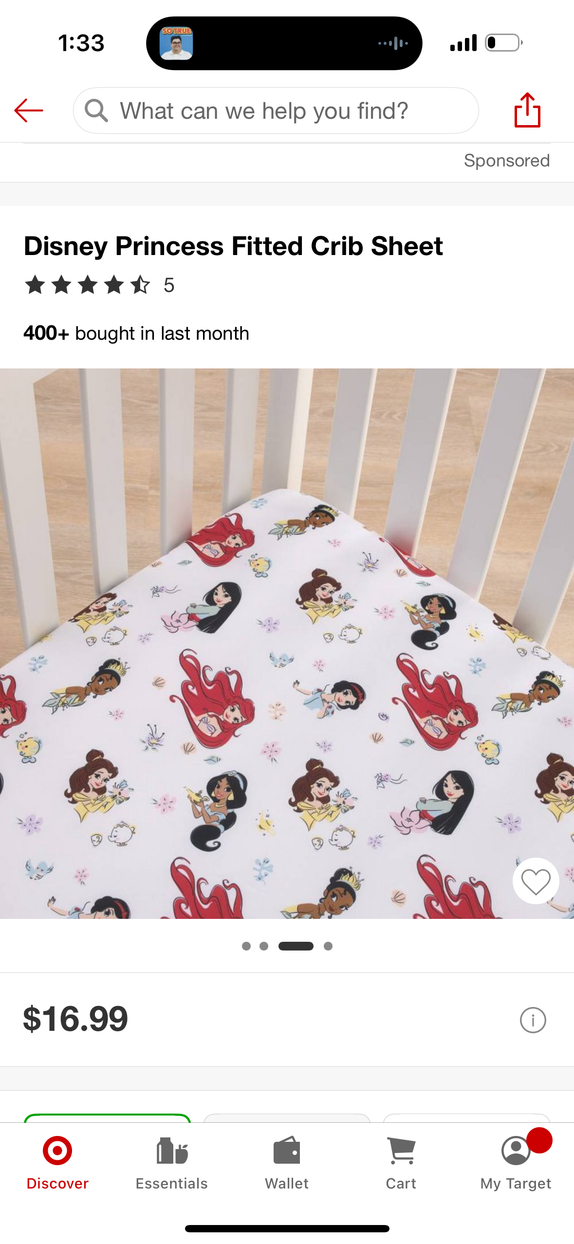 Disney Princess Fitted Crib Sheet