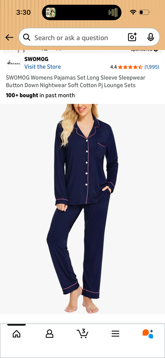 Soft Womens Pajamas Sets Long Sleeve Modal Loungewear Set V-Neck Button Down Sleepwear Bridesmaid Pajamas, Navy (Size Large)